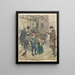 Un uomo mostra due giocattoli per bambini sul marciapiede di una tipografia - Pedro de Weyer — quadro incorniciato alla parete