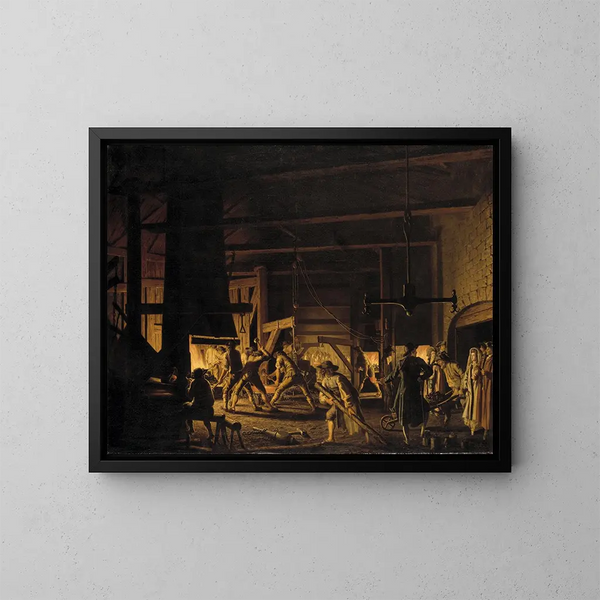 Nella fucina di ancore a Sderfors, i forgiatori al lavoro - Pehr Hilleström — quadro incorniciato alla parete