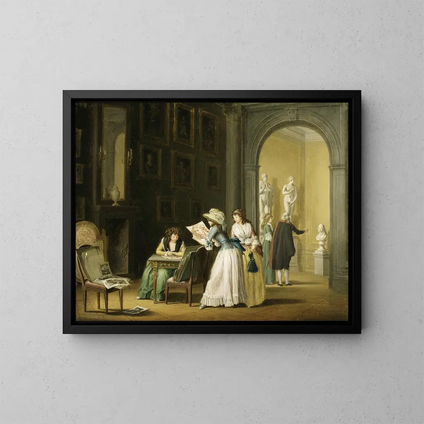 Interno di una collezione d'arte - Pehr Hilleström — quadro incorniciato alla parete