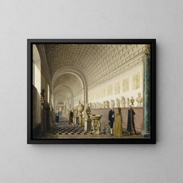 La galleria interna del museo reale al palazzo reale di Stoccolma - Pehr Hilleström — quadro incorniciato alla parete