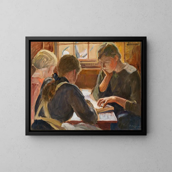 Bambini che leggono - Pekka Halonen — quadro incorniciato alla parete