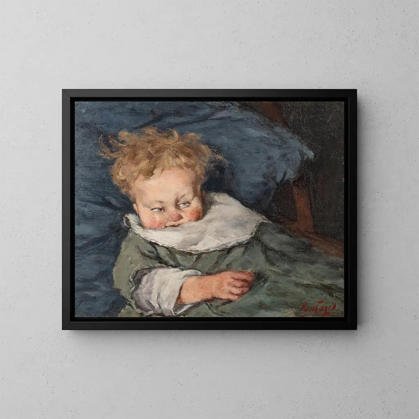 Bambino nel culla - Pericles Pantazis — quadro incorniciato alla parete