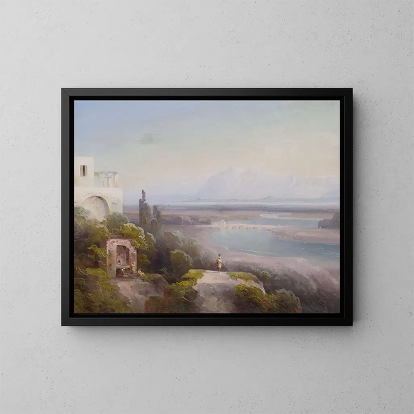 Paesaggio italiano - Peter Conrad Schreiber — quadro incorniciato alla parete