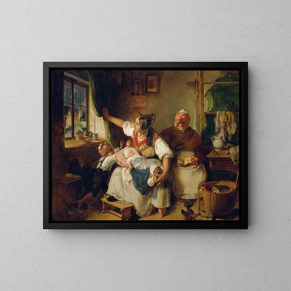 L'orage - Peter Fendi — quadro incorniciato alla parete