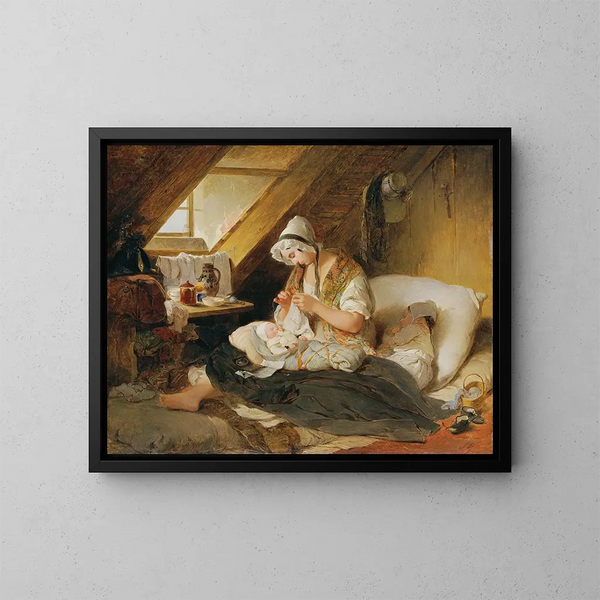 La povera vedova ufficiale - Peter Fendi — quadro incorniciato alla parete