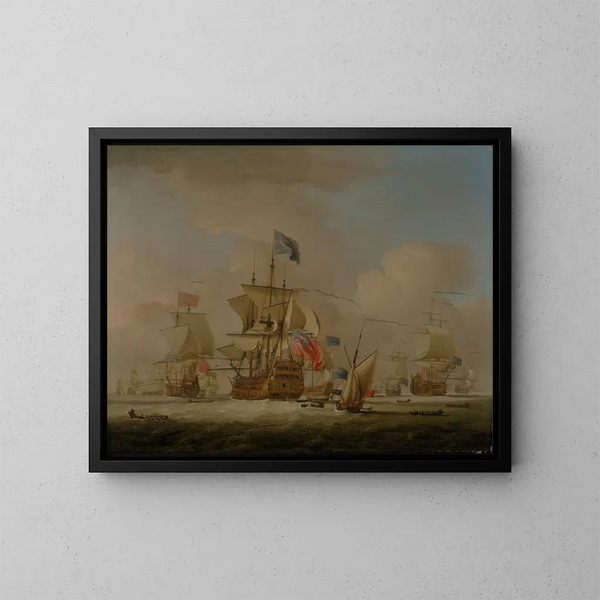 Men of War e un Sloop - Peter Monamy — quadro incorniciato alla parete