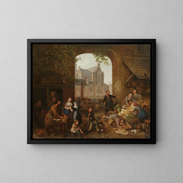 Due bevitori al mercato vicino alla Westerkerk ad Amsterdam - Peter Paul Joseph Noël — quadro incorniciato alla parete