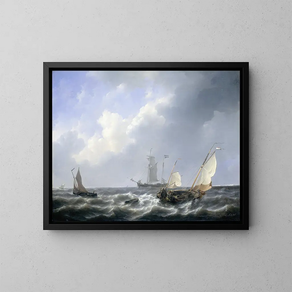Marine delle acque di Zelanda vicino all'isola di Schouwen - Petrus Johannes Schotel — quadro incorniciato alla parete