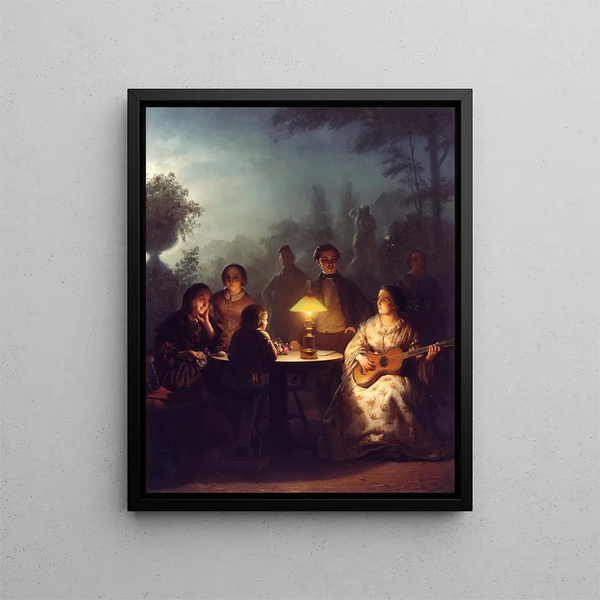 Petrus van Schendel - A Summer Evening by Lamp and by Moonlight.webp