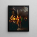 Venditore di pane speziato alla luce delle candele - Petrus van Schendel — quadro incorniciato alla parete
