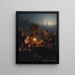 Acquistare frutta e verdura al mercato notturno - Petrus van Schendel — quadro incorniciato alla parete