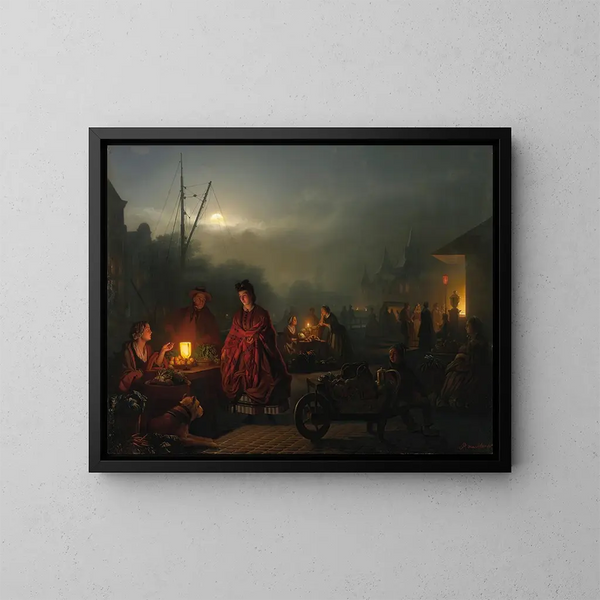 Il mercato notturno - Petrus van Schendel — quadro incorniciato alla parete