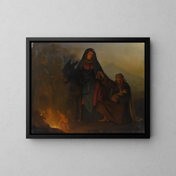Il riposo durante la fuga in Egitto - Petrus van Schendel — quadro incorniciato alla parete