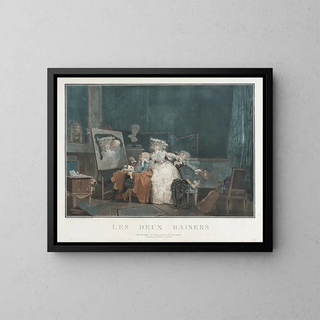 Les Deux Baisers - Philibert-Louis Debucourt — quadro incorniciato alla parete