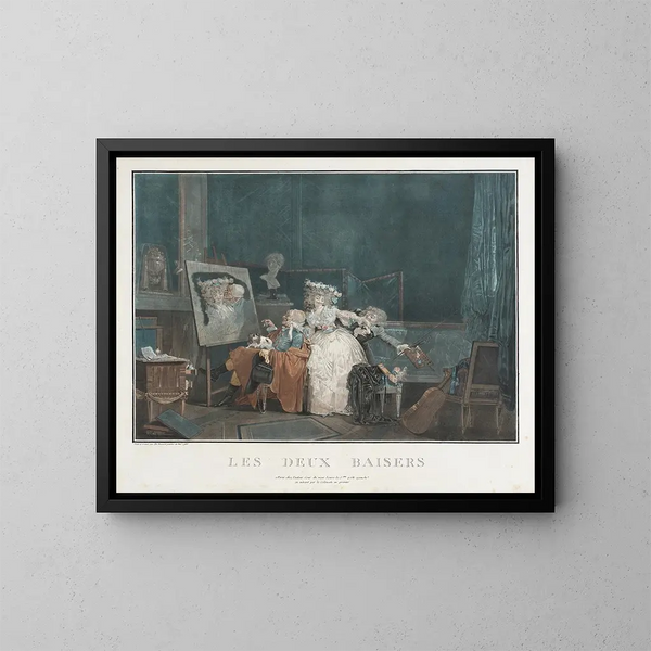 Les Deux Baisers - Philibert-Louis Debucourt — quadro incorniciato alla parete