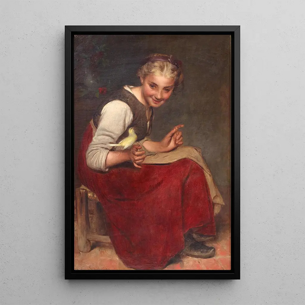 Jouant avec l'oiseau - Philibert Léon Couturier — quadro incorniciato alla parete