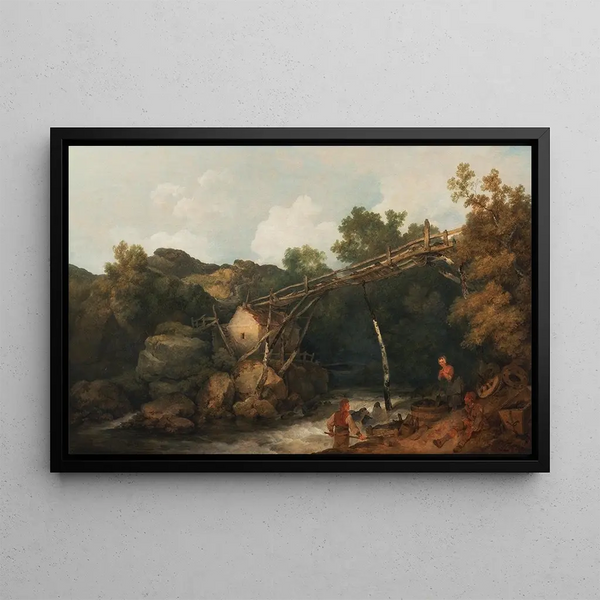 Philip James de Loutherbourg - A View near Matlock Derbyshire with Figures Working beneath a Wooden Conveyor.webp