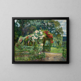 Rosenlaube nel giardino di Richter - Philipp Franck — quadro incorniciato alla parete