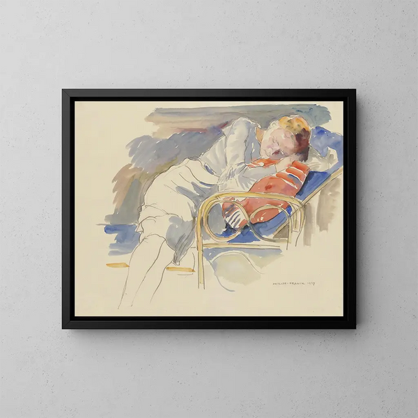 Donna addormentata - Philipp Franck — quadro incorniciato alla parete