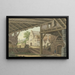 Un grande capannone offre una vista su un villaggio - Philipp Jakob Bauer — quadro incorniciato alla parete