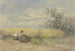 contadino con bambino che si riposa davanti a un campo di grano maturo - Philipp Rumpf — vista dell’opera