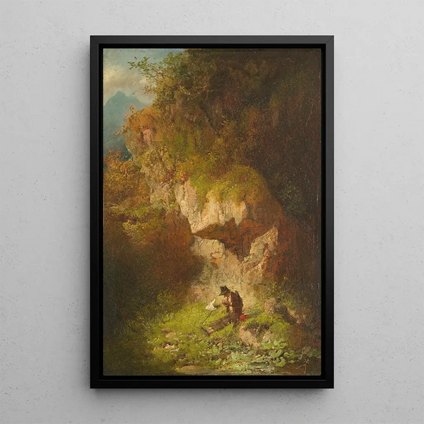 Le cacciatore di farfalle in montagna - Philipp Sporrer — quadro incorniciato alla parete