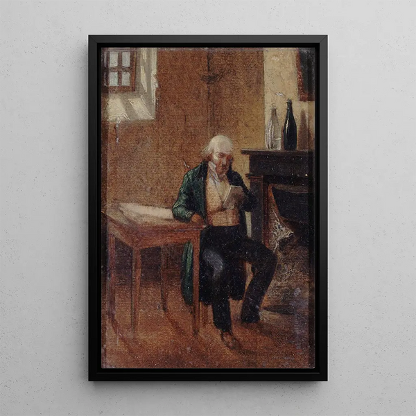 Ritratto di Pierre Jean Branger 1780-1857 nella sua cella di Sainte-Pélagie - Philippe-Auguste Jeanron — quadro incorniciato alla parete