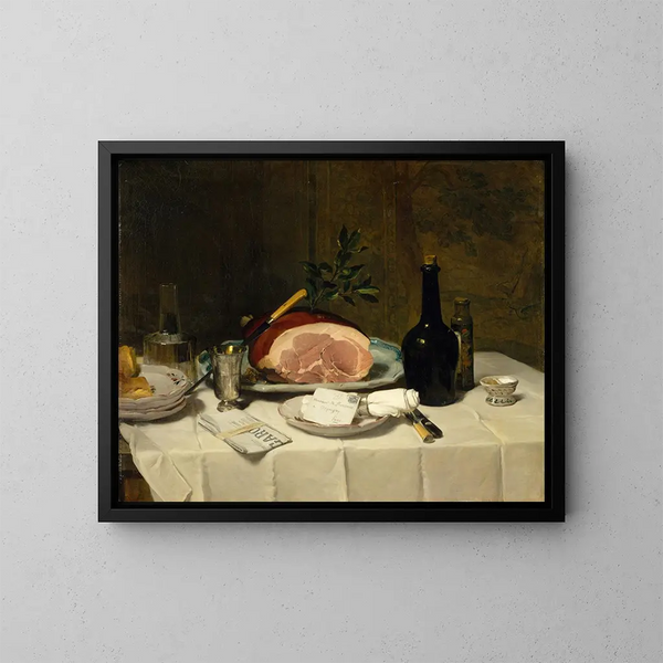 Nature morte con prosciutto - Philippe Rousseau — quadro incorniciato alla parete