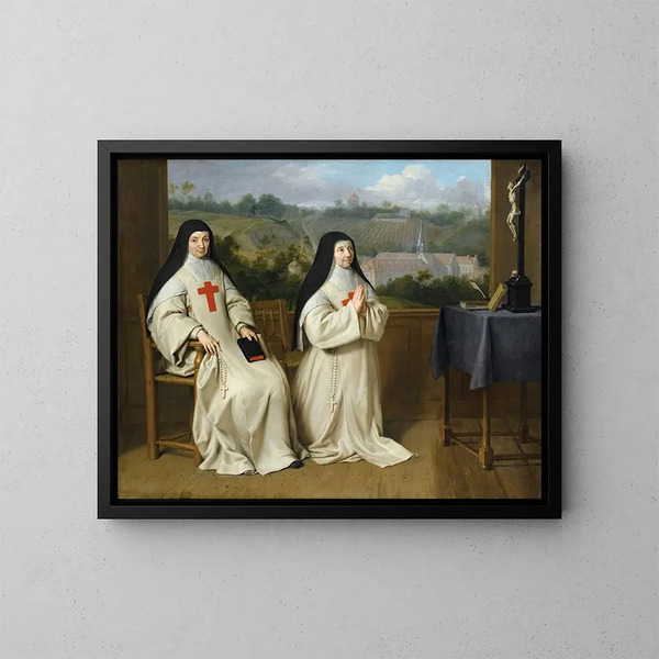 Ritratto di madre Agnès e sorella Angélique dell'abbazia di Port-Royal-des-Champs - Philippe de Champaigne — quadro incorniciato alla parete