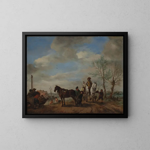Un homme e una donna a cavallo - Philips Wouwerman — quadro incorniciato alla parete