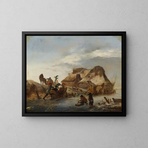 Un traîneau di nobile sulla neve - Philips Wouwerman — quadro incorniciato alla parete