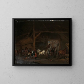 Una stalla - Philips Wouwerman — quadro incorniciato alla parete