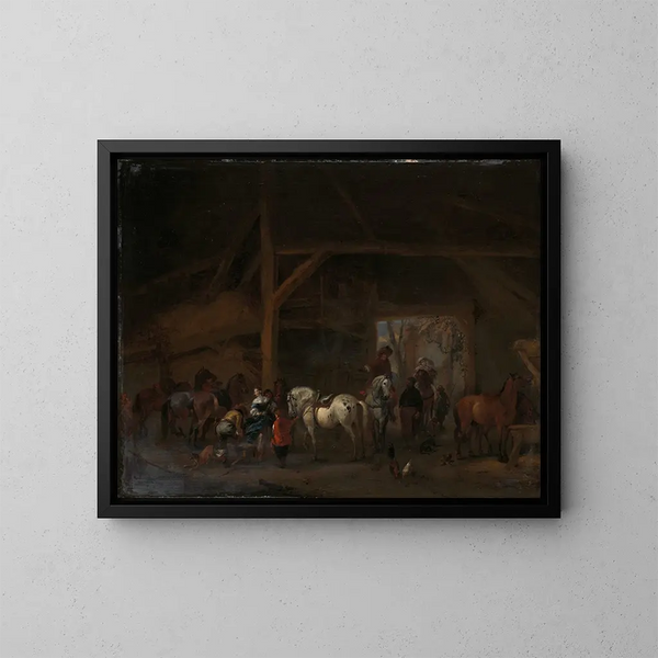 Una stalla - Philips Wouwerman — quadro incorniciato alla parete