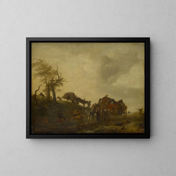 Una attacco contro i viaggiatori - Philips Wouwerman — quadro incorniciato alla parete