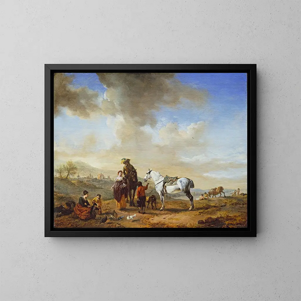 Al bordo del fiume - Philips Wouwerman — quadro incorniciato alla parete