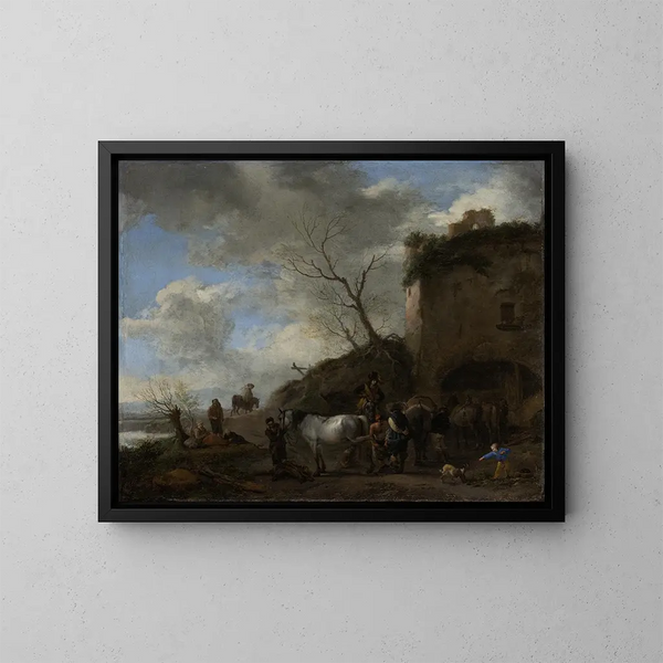 Cavalli presso un fabbro - Philips Wouwerman — quadro incorniciato alla parete