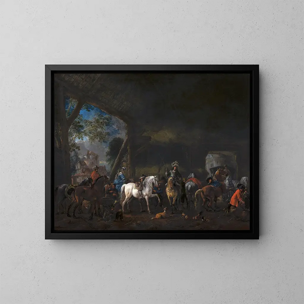 L'Arrivo alla stalla - Philips Wouwerman — quadro incorniciato alla parete