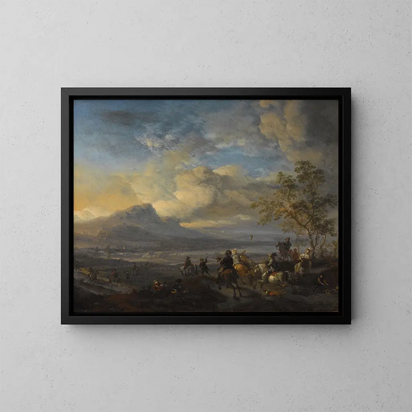 La caccia al falco - Philips Wouwerman — quadro incorniciato alla parete