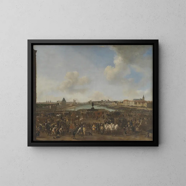 Vista di Parigi da Place Dauphine - Philips Wouwerman — quadro incorniciato alla parete
