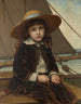 Bambino con cappello di paglia e completo di velluto in pesca - Phoebe A. Jenks — vista dell’opera