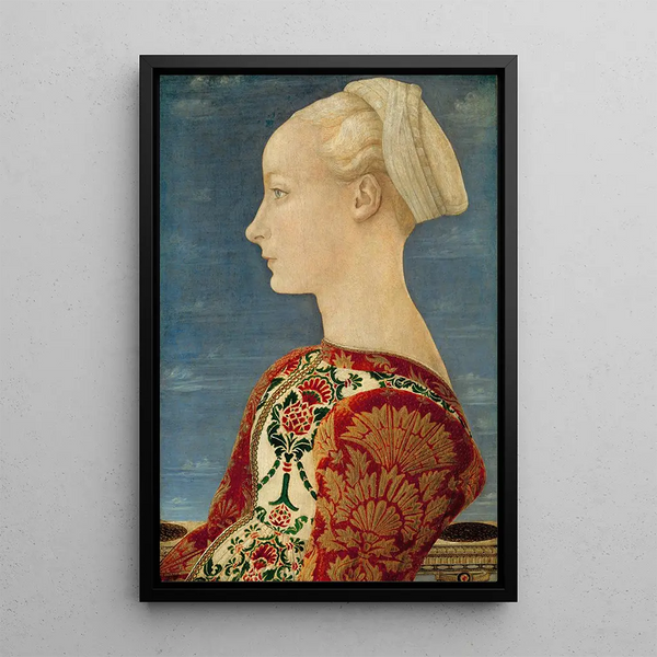 Portrait d'une jeune dame - Piero del Pollaiolo — quadro incorniciato alla parete