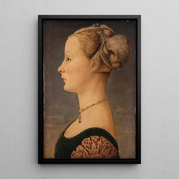 Portrait d'une jeune fille - Piero del Pollaiolo — quadro incorniciato alla parete