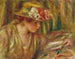 Busto di donna con cappello che legge con la testa rivolta a destra - Pierre-Auguste Renoir — vista dell’opera
