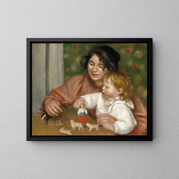 Bambino con giocattoli, Gabrielle e il figlio dell'artista Jean - Pierre-Auguste Renoir — quadro incorniciato alla parete