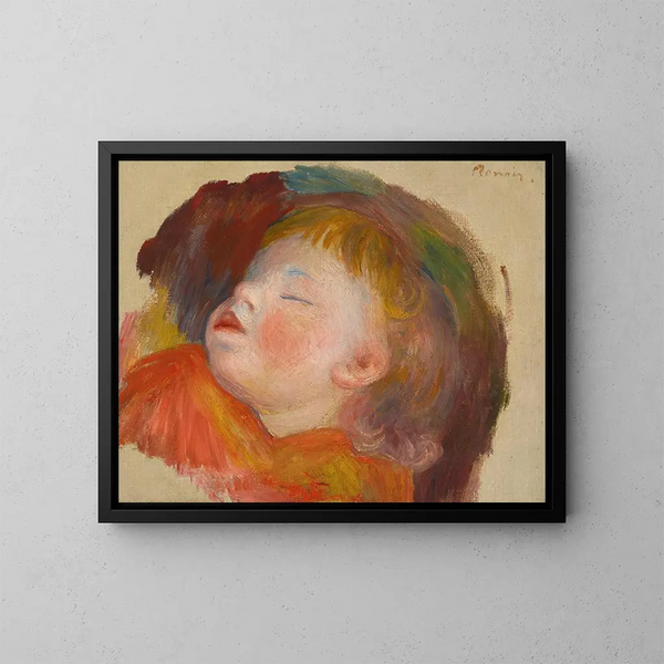 Bambino addormentato - Pierre-Auguste Renoir — quadro incorniciato alla parete