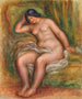 Donna nuda seduta appoggiata su un cuscino verde Nu seduta - Pierre-Auguste Renoir — vista dell’opera