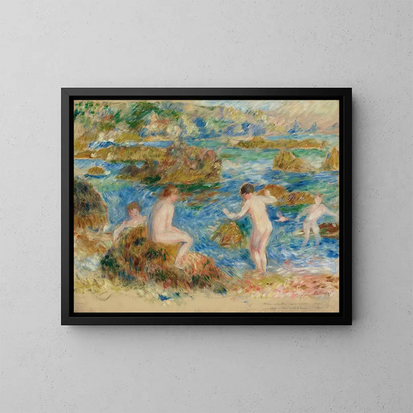 Ragazzi nudi tra le scogliere, Guernsey - Pierre-Auguste Renoir — quadro incorniciato alla parete