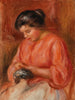 Girl Darning Femme reprisant - Pierre-Auguste Renoir — vista dell’opera