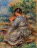 Girl Seated in a Landscape Jeune fille assise dans un jardin - Pierre-Auguste Renoir — vista dell’opera