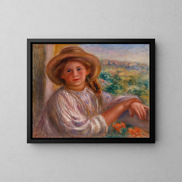 Giovane donna sul balcone, Cagnes - Pierre-Auguste Renoir — quadro incorniciato alla parete